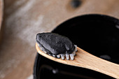 Handmade, natural toothpaste with activated charcoal