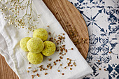 Handmade, natural fizzy bath bombs with chamomile and lemon