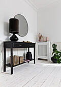 Black console table in the classic living room in white