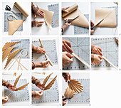 Instructions for making brown paper palm leaves