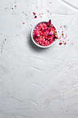 Bathing salts with rose petals