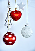 Christmas decorations in red and white