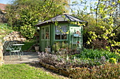 Garden shed and seat