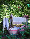 Changing table under a tree in the garden