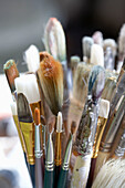 Close up of paintbrushes