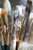 Paintbrushes in workshop