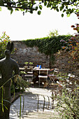 Courtyard garden with sculptural rabbit Rye, Sussex