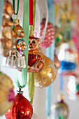 Close-up of assorted Christmas ornaments