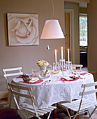 Table laid for dinner in dining room