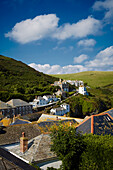 Rooftops and valley of coastal Port Issac Cornwall