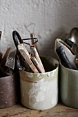 Tools on workbench in Brighton studio of ceramic artist