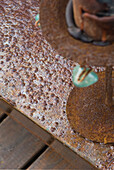 Table made in rusty iron designed by Architect Alejandra Galvalisi