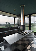 Picture window in kitchen with minimalist design