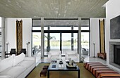 Living room in modern farm house, Uruguay