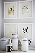 Coffee pots and artwork