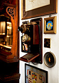 Reproduction GPO wall telephone in hallway of Grade I listed Elizabethan manor house in Kent 