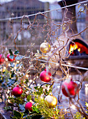 Christmas baubles and outdoor stove
