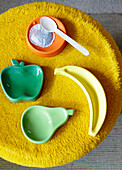 Brightly colour spoon rests in fruit shapes