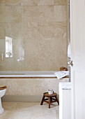 Bathroom detail with glass shower door in Durham England UK