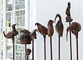 Carved birds in London home UK