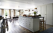 OPen plan farmhouse kitchen in Oxfordshire home, England, UK