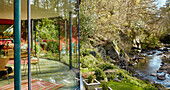 Glass conservatory extension of 18th century Northumbrian mill house, UK