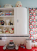 1950s style kitchen detail with novelty ornaments County Durham home, North East England, UK