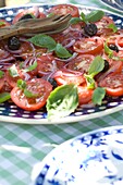 Tomaten-Basilikum-Salat (Nahaufnahme)