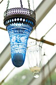 Blue glass lantern