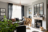 Scandi style living room with rustic twist in Cardiff Wales UK
