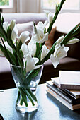 Flower arrangement on coffee table in living room