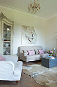 Art canvas in seating area of Canterbury living room England UK