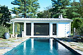 Poolhouse of Massachusetts home, New England, USA