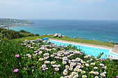 View of sea and swimming pool on coast