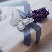 Detail of a decorated wrapped gift