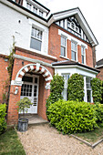 Front path and brick porch of semi-detached Guildford home Surrey UK