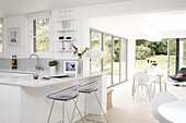 White kitchen with garden extension London