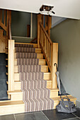 Carpeted wooden staircase in Somerset home England UK