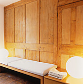 Panelled wall and bench