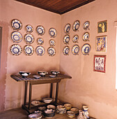 Display of ceramics in workshop