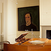 Harpsichord with portrait painting
