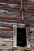 Wood clad exterior of outhouse in Zermatt, Valais, Switzerland
