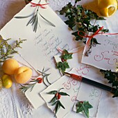 Hand written festive menu and place cards