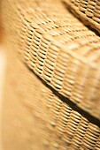 Close up detail of rattan baskets