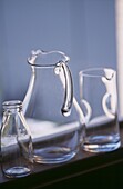 Glass milk bottle with tow glass jugs