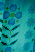 Turquoise floral printed fabric