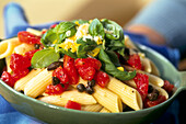 Penne with tomatoes and basil gremolata