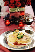 Christmas dinner with red wine in UK home