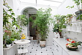Conservatory with houseplants in Bordeaux apartment building,  Aquitaine,  France