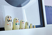 Modern take on Russian dolls in London family home,  England,  UK